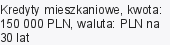 Kredyty mieszkaniowe, kwota: 150 000 PLN, waluta: PLN na 30 lat
