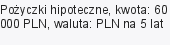 Pożyczki hipoteczne, kwota: 60 000 PLN, waluta: PLN na 5 lat