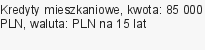 Kredyty mieszkaniowe, kwota: 85 000 PLN, waluta: PLN na 15 lat