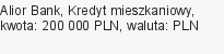 Kredyt mieszkaniowy, Alior Bank, 200 000 zł, 30 lat, PLN, 10 700 zł