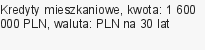 Kredyty mieszkaniowe, kwota: 1 600 000 PLN, waluta: PLN na 30 lat