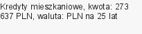Kredyty mieszkaniowe, kwota: 273 637 PLN, waluta: PLN na 25 lat