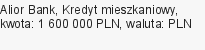 Kredyt mieszkaniowy, Alior Bank, 1 600 000 zł, 30 lat, PLN, 32 700 zł