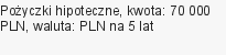 Pożyczki hipoteczne, kwota: 70 000 PLN, waluta: PLN na 5 lat