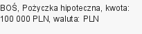 Pożyczka hipoteczna, BOŚ, 100 000 zł, 10 lat, PLN, 3 700 zł