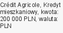 Kredyt mieszkaniowy, Crédit Agricole, 200 000 zł, 30 lat, PLN, 420 zł