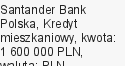 Kredyt mieszkaniowy, Santander Bank Polska, 1 600 000 zł, 30 lat, PLN, 32 369 zł