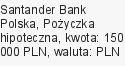 Pożyczka hipoteczna, Santander Bank Polska, 150 000 zł, 20 lat, PLN, 369 zł