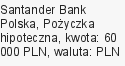 Pożyczka hipoteczna, Santander Bank Polska, 60 000 zł, 5 lat, PLN, 369 zł
