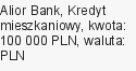Kredyt mieszkaniowy, Alior Bank, 100 000 zł, 30 lat, PLN, 2 700 zł