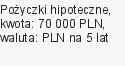 Pożyczki hipoteczne, kwota: 70 000 PLN, waluta: PLN na 5 lat