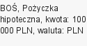 Pożyczka hipoteczna, BOŚ, 100 000 zł, 10 lat, PLN, 3 700 zł